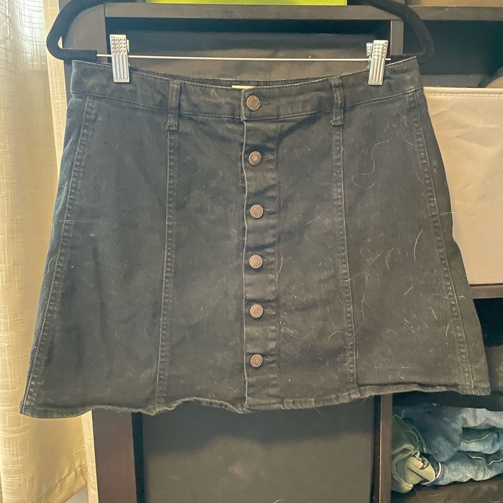 Black denim skirt